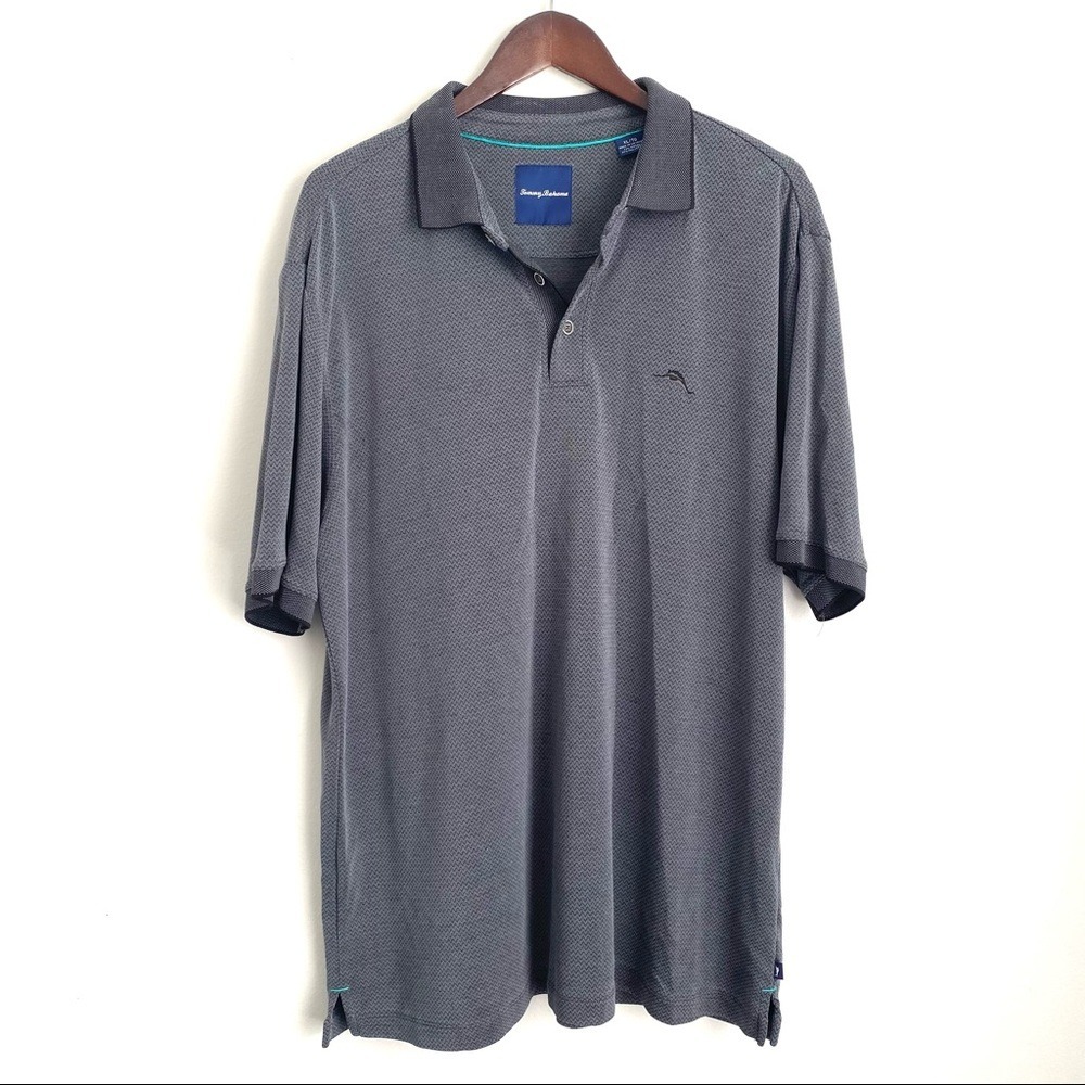 TOMMY BAHAMA Mens XL Gray Short Sleeve Business Casual Polo Shirt Z1